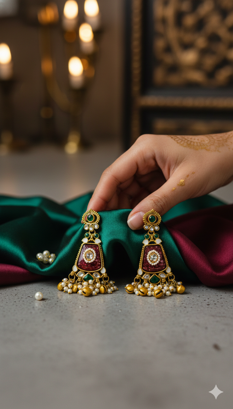 Kundan Chandbali Earrings,