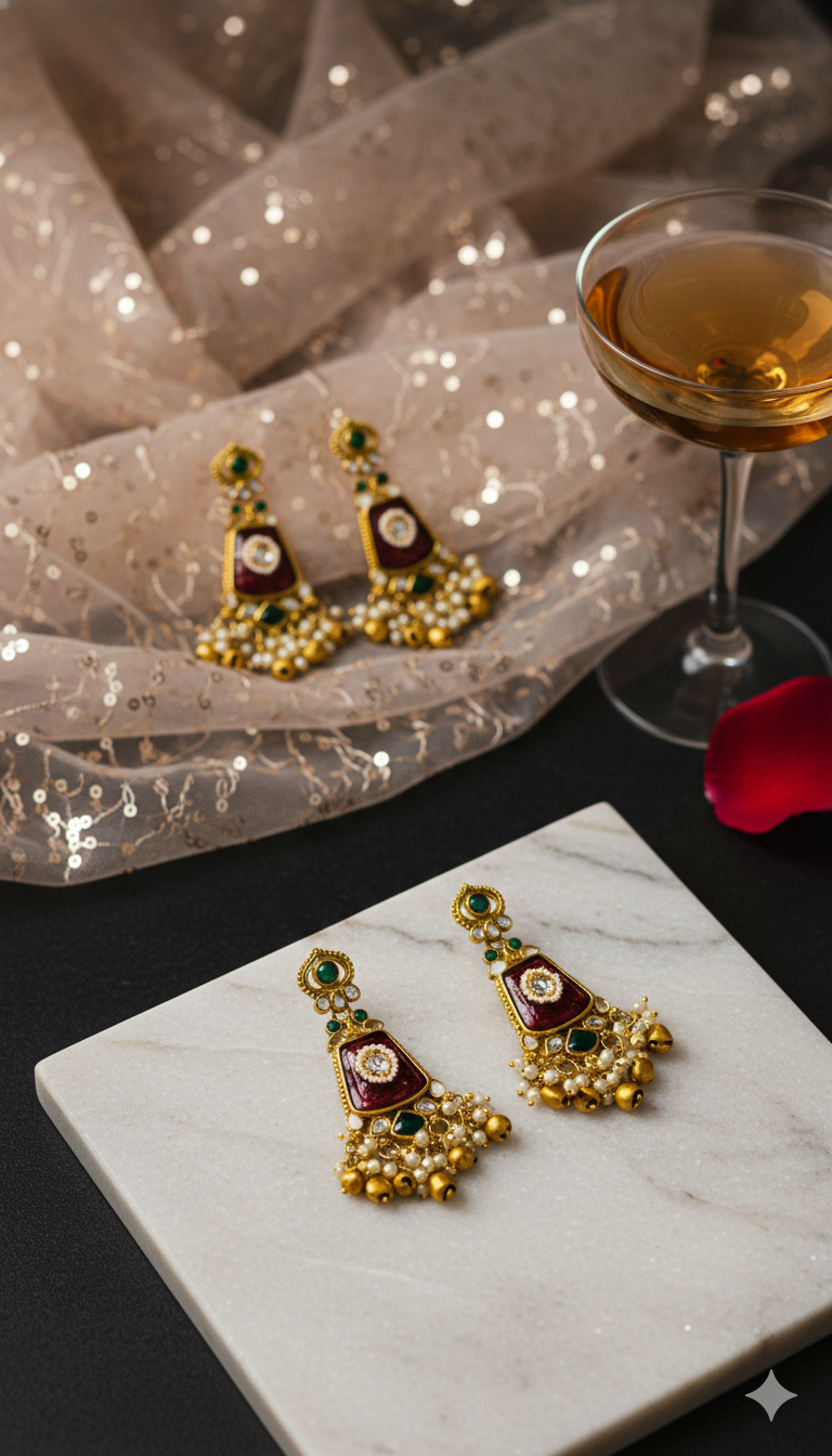 Kundan Chandbali Earrings,