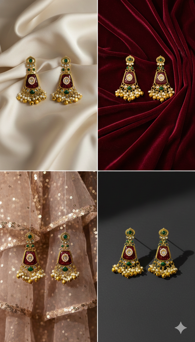 Kundan Chandbali Earrings,