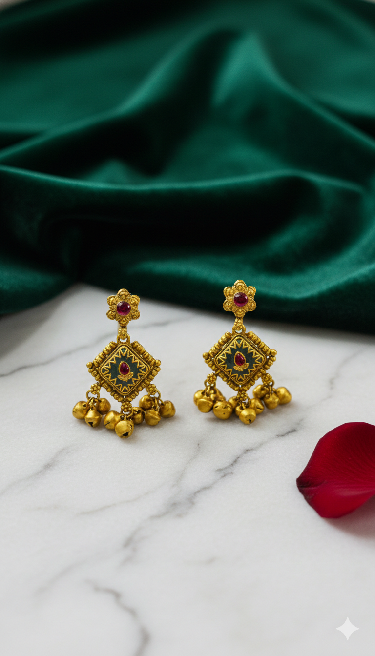 Kundan Chandbali short Earrings,