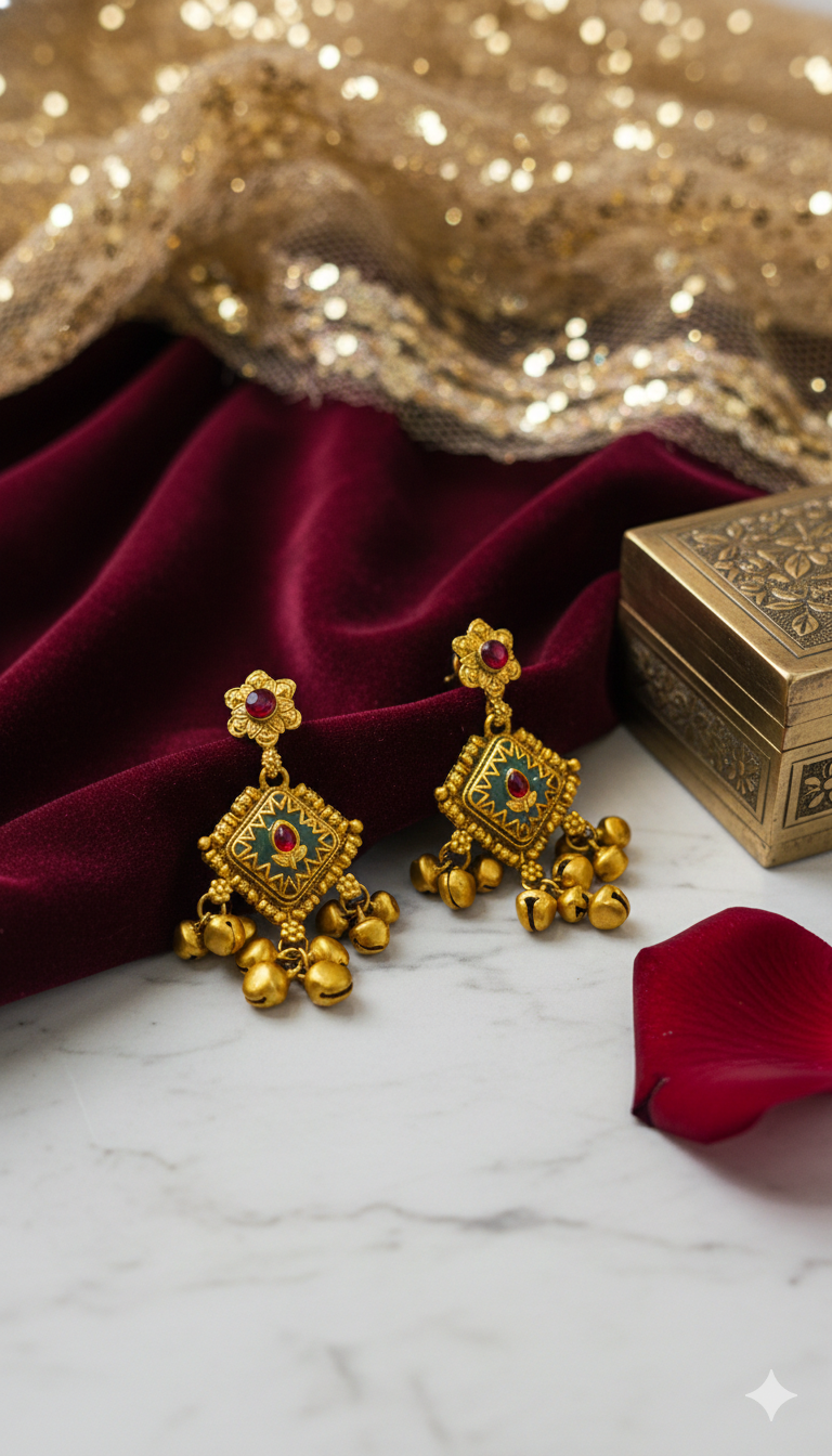 Kundan Chandbali short Earrings,