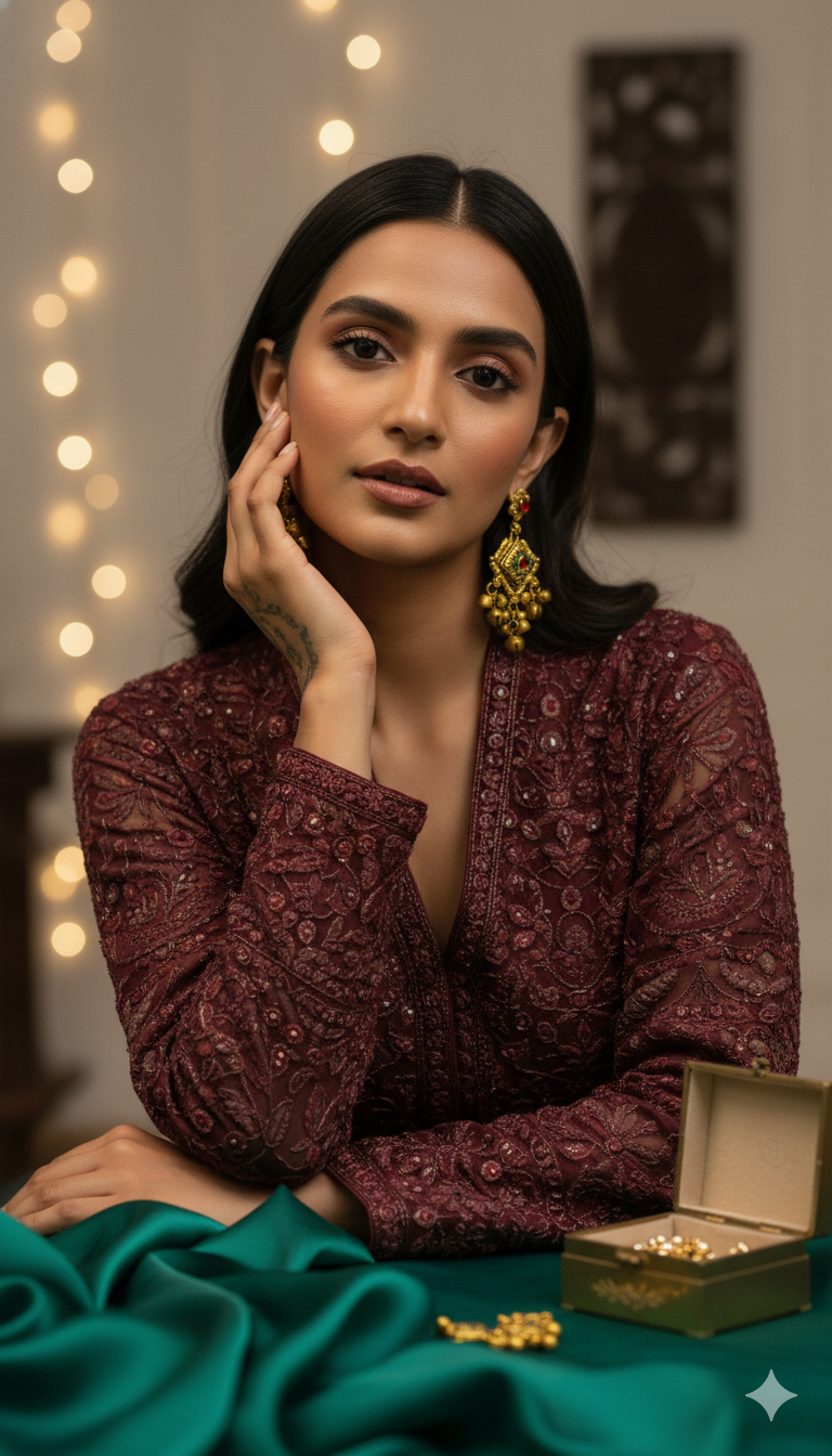 Kundan Chandbali short Earrings,