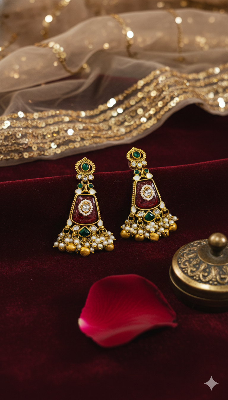 Kundan Chandbali Earrings,