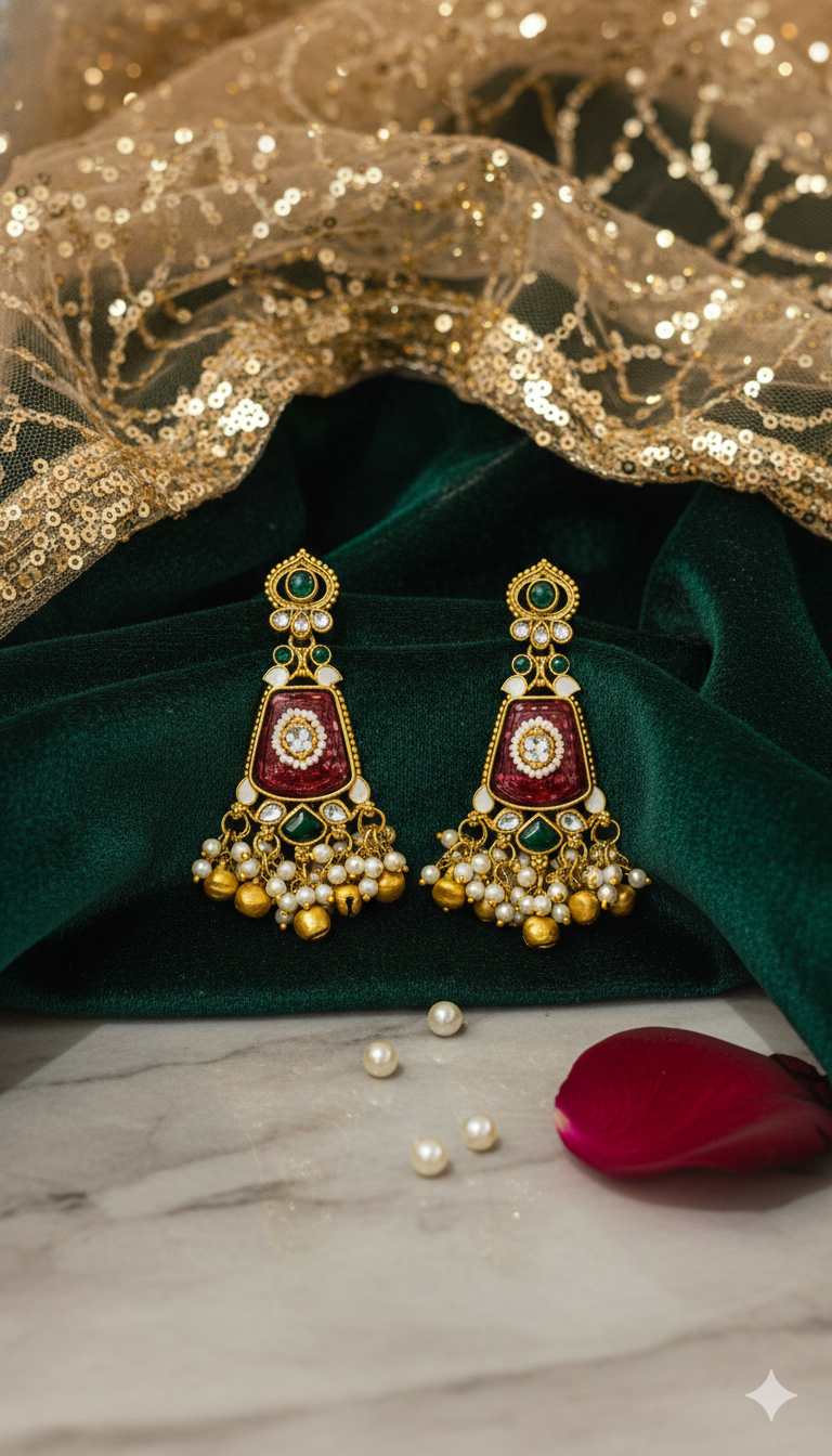 Kundan Chandbali Earrings,